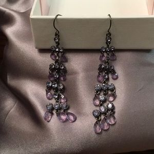 Cute purple rhinestone chandelier earrings